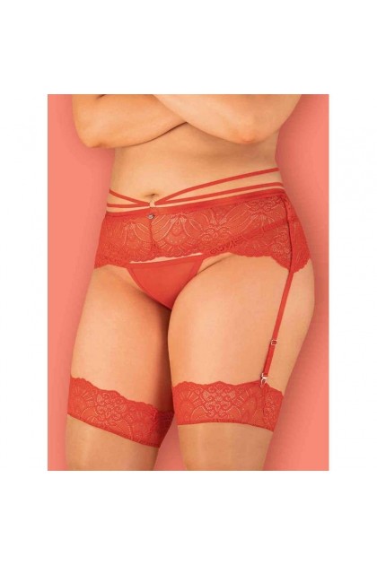 PORTE-JARRETELLE ROUGE LOVENTY GARTER BELT - OBSESSIVE - L/XL