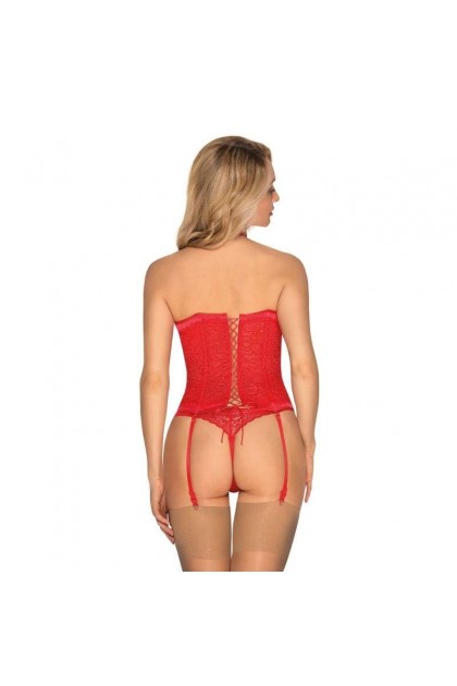 CORSET ET STRING ROUGE FLAMERIA CORSET - OBSESSIVE - L/XL
