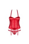 CORSET ET STRING ROUGE FLAMERIA CORSET - OBSESSIVE - L/XL