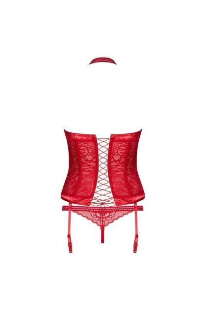 CORSET ET STRING ROUGE FLAMERIA CORSET - OBSESSIVE - L/XL