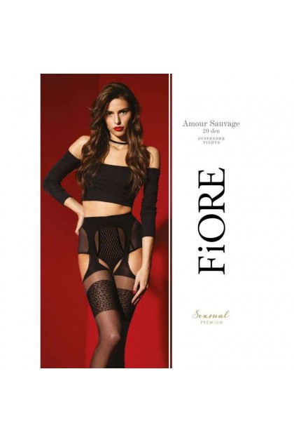 BAS JARRETELLES 20 DEN AMOUR SAUVAGE NOIR - QUALITÉ PREMIUM - TAILLE 2