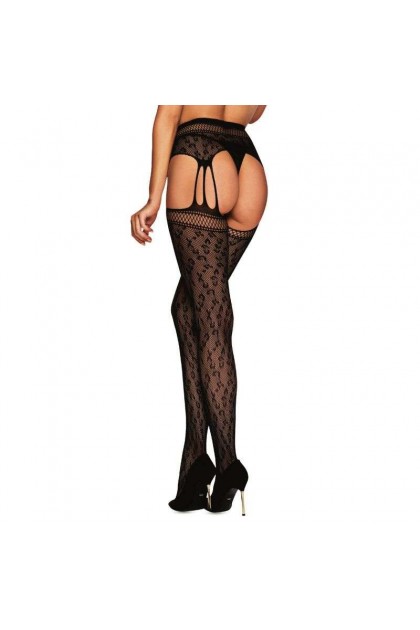 BAS JARRETELLES NOIR S817 GARTER STOCKINGS - S/M/L