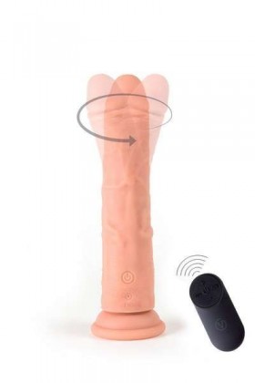 VIBROMASSEUR RÉALISTE TOURNANT VENTOUSE 21CM CHAIR