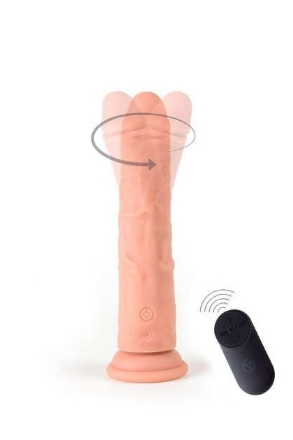 VIBROMASSEUR RÉALISTE TOURNANT VENTOUSE 21CM CHAIR