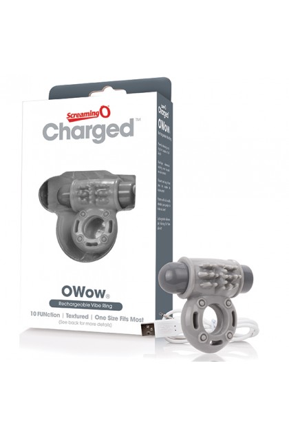 COCKRING VIBRANT RECHARGEABLE CHARGED OWOW GRIS - SCREAMING O