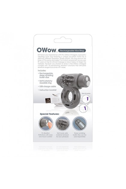 COCKRING VIBRANT RECHARGEABLE CHARGED OWOW GRIS - SCREAMING O