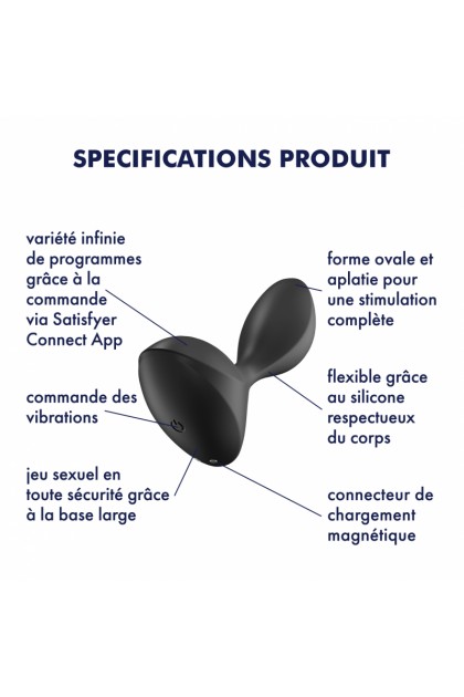 Vibromasseur anal satisfyer sweet seal connect app noir