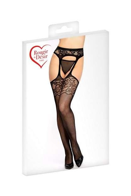 COLLANTS OUVERTS NOIR À MOTIF EN RÉSILLE - TU