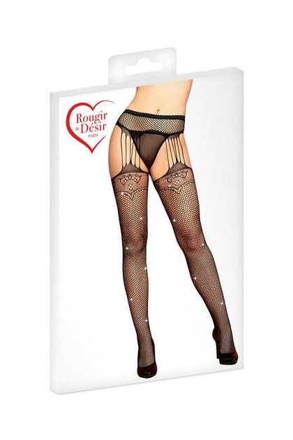 COLLANTS NOIR AVEC STRASS ET RÉSILLE - TU
