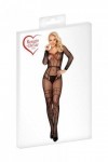 COMBINAISON TRANSPARENTE NOIRE EN DENTELLE - TU