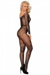 COMBINAISON TRANSPARENTE NOIRE EN DENTELLE - TU