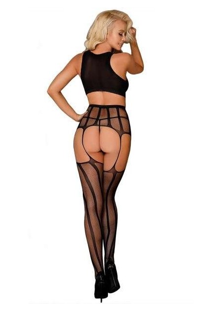 ENSEMBLE TOP ET COLLANTS NOIR À DÉCOUPES SEXY - TU