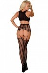 ENSEMBLE TOP ET COLLANTS NOIR À DÉCOUPES SEXY - TU