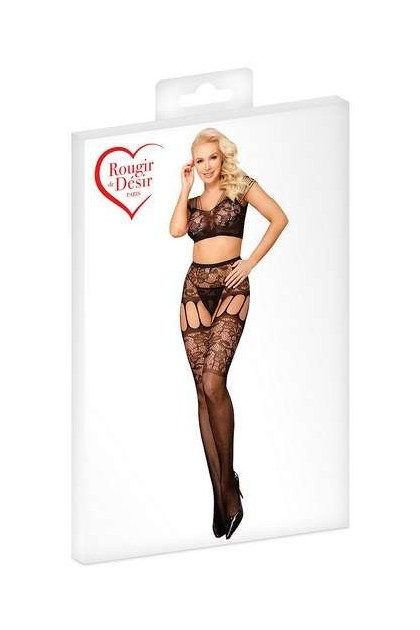 Ensemble top et collants noir en résille - TU - Love Shop Avenue