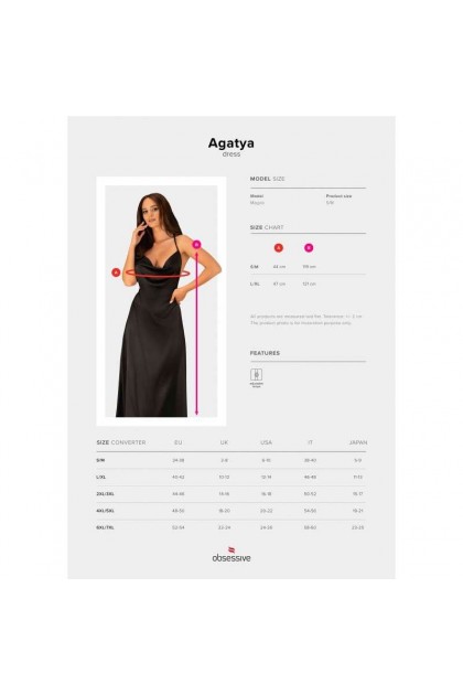 ROBE LONGUE NOIRE AGATYA DRESS - OBSESSIVE - S/M