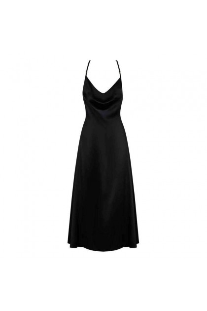 ROBE LONGUE NOIRE AGATYA DRESS - OBSESSIVE - L/XL