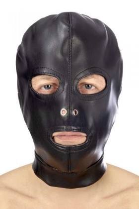 CAGOULE FÉTICHISTE YEUX BOUCHE SANGLE ET LACET