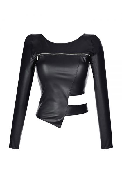 BLOUSE SEXY NOIR V-9180 - AXAMI - S