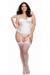 Guêpière grande taille à balconnet blanche satinée - TAILLE 4XL - 
