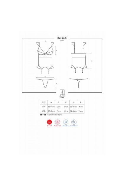 GUÊPIÈRE ROUGE 863-COR-3 - OBSESSIVE - L/XL