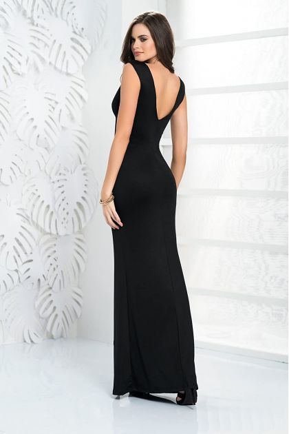 Robe longue échancrée sur l'avant -  L - 42/44 - NOIR