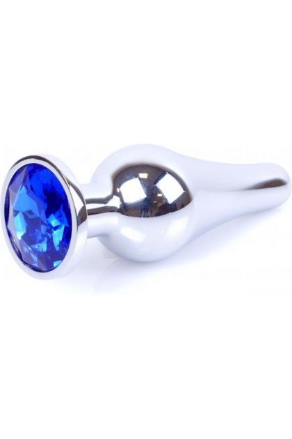 Plug bijou long en acier argent et cristal bleu nuit - SMALL