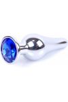 Plug bijou long en acier argent et cristal bleu nuit - SMALL
