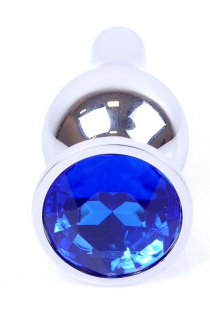 Plug bijou long en acier argent et cristal bleu nuit - SMALL