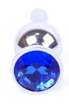 Plug bijou long en acier argent et cristal bleu nuit - SMALL