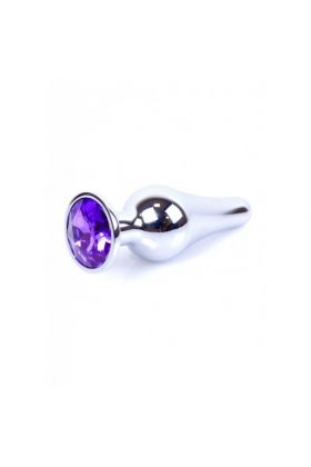 PLUG BIJOU LONG EN ACIER ARGENT ET CRISTAL VIOLET - SMALL