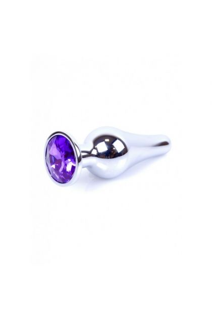 Plug bijou long en acier argent et cristal violet - SMALL