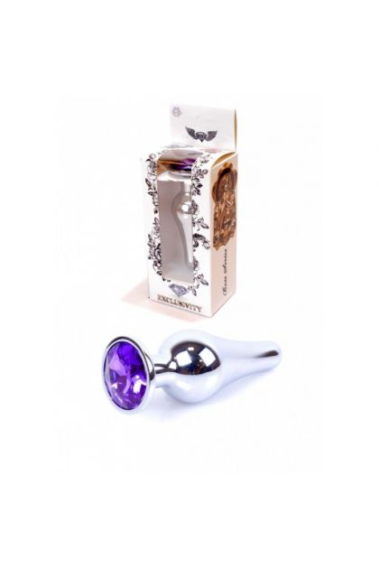 Plug bijou long en acier argent et cristal violet - SMALL
