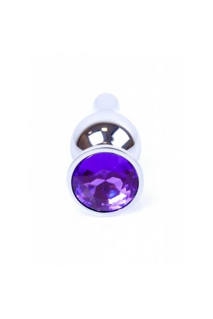 PLUG BIJOU LONG EN ACIER ARGENT ET CRISTAL VIOLET - SMALL
