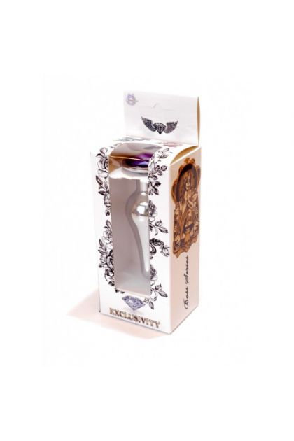 Plug bijou long en acier argent et cristal violet - SMALL