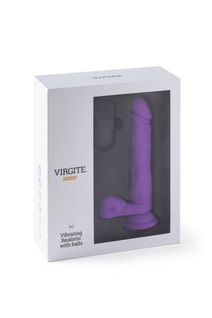 Gode réaliste vibrant avec télécommande r16 violet