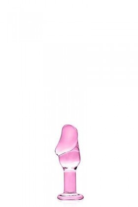 PLUG ANAL AVEC GLAND EN VERRE ROSE 12CM