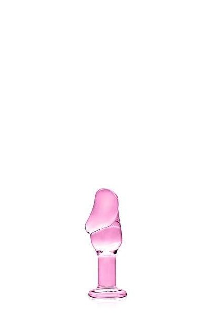 PLUG ANAL AVEC GLAND EN VERRE ROSE 12CM
