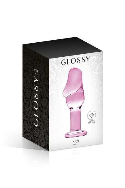 PLUG ANAL AVEC GLAND EN VERRE ROSE 12CM