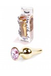 PLUG BIJOU LONG EN ACIER OR ET CRISTAL ROSE - SMALL