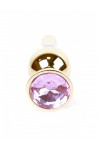 Plug bijou long en acier or et cristal rose - SMALL