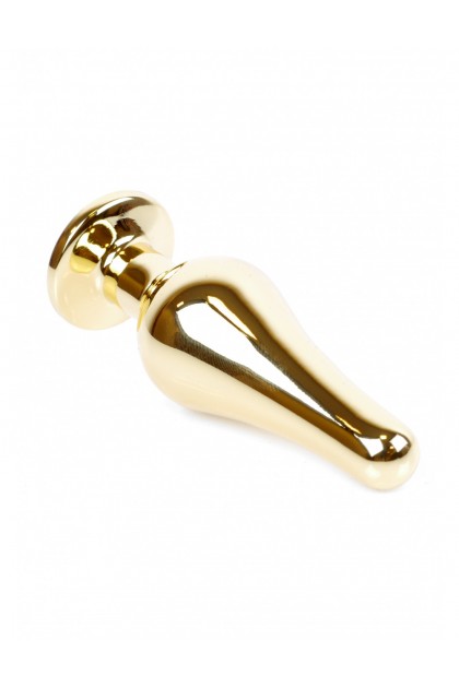 Plug bijou long en acier or et cristal rose - SMALL