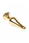 Plug bijou long en acier or et cristal rose - SMALL