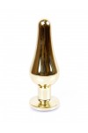 PLUG BIJOU LONG EN ACIER OR ET CRISTAL ROSE - SMALL