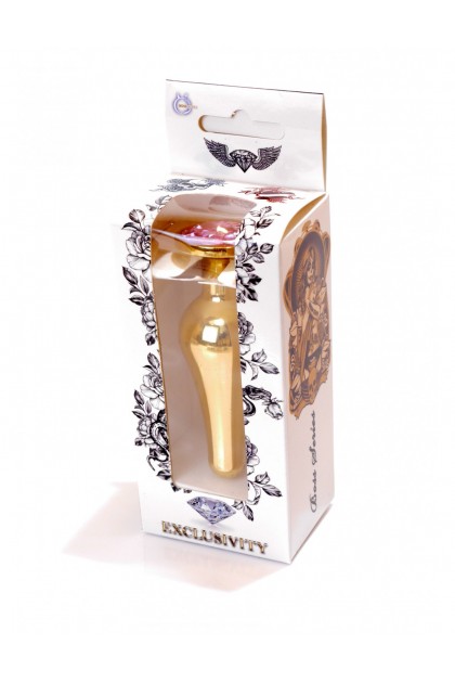 Plug bijou long en acier or et cristal rose - SMALL