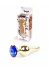 PLUG BIJOU LONG EN ACIER OR ET CRISTAL BLEU NUIT - SMALL