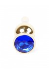 PLUG BIJOU LONG EN ACIER OR ET CRISTAL BLEU NUIT - SMALL