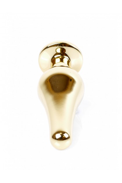 Plug bijou long en acier or et cristal bleu nuit - SMALL