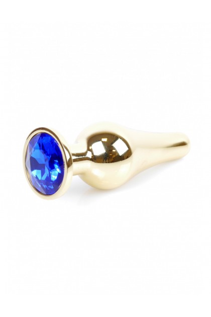 Plug bijou long en acier or et cristal bleu nuit - SMALL