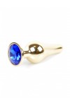 PLUG BIJOU LONG EN ACIER OR ET CRISTAL BLEU NUIT - SMALL