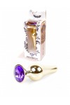 Plug bijou long en acier or et cristal violet - SMALL